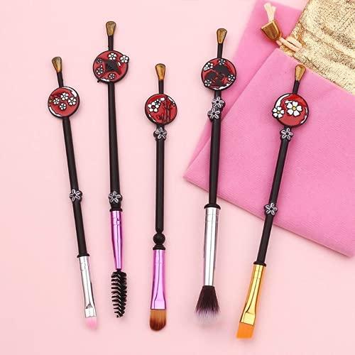 Abnana Abnana 5Pcs Japanese Cherry Blossoms Makeup Brushes Set Cosmetic Tool with Storage Bag