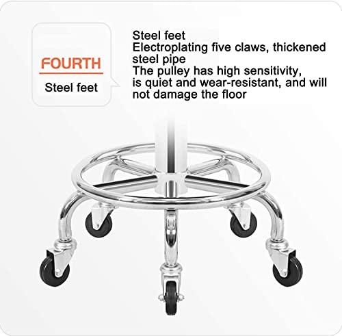 SOVORM Rolling Stools Stool on Wheels Chair Height of Adjustable Rolling Stools Pu Leather Beauty Salon Round Stool, Height Adjustable Hydraulic Rolling Rolling Stool (Blue) The New