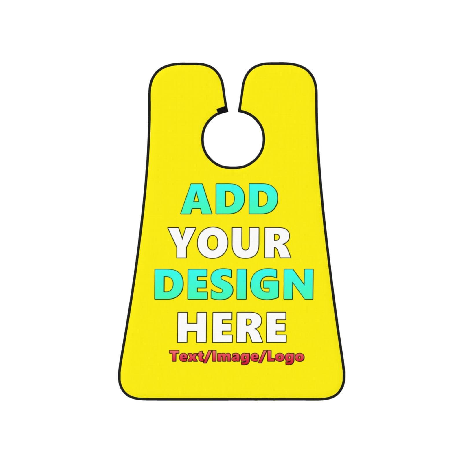 Twkzynj Custom Beard Bib Apron Personalized Beard Hair Catcher Add Customized Photo Picture Text Waterproof Beard Shave Cape for Shaving Trimming for Father\'s Day Gift, Bright Yellow