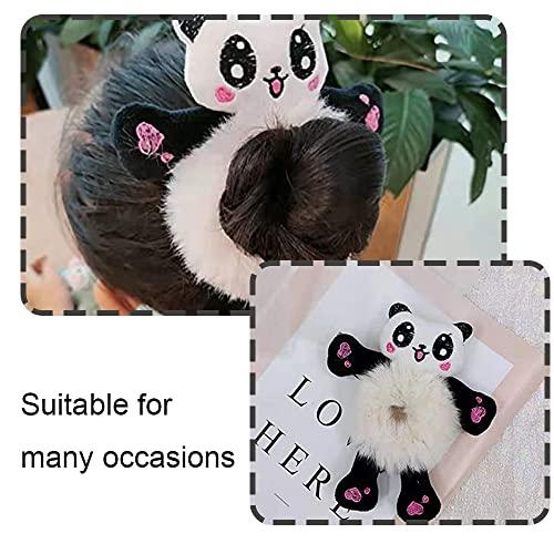 LELEVTXP Hair Tie Cartoon Panda Hair Band Cute Elastic Hair Scrunchy for Girls Women