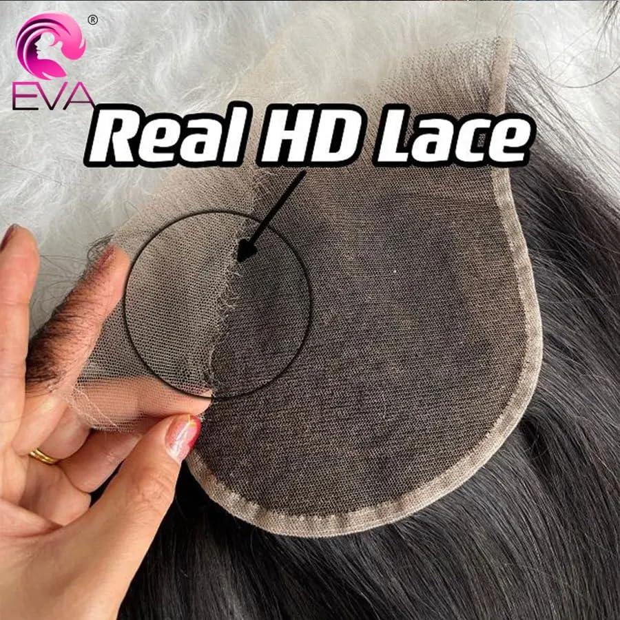 EVA HAIR 9x6 HD Lace Closure Frontal SKINLIKE Real HD Lace Frontal Only Human Hair Pre Plucked Ultra Thin Swiss HD Lace Bleach Knots Closure Human Hair with Baby Hair (9x6 HD Straight, 18 inch)