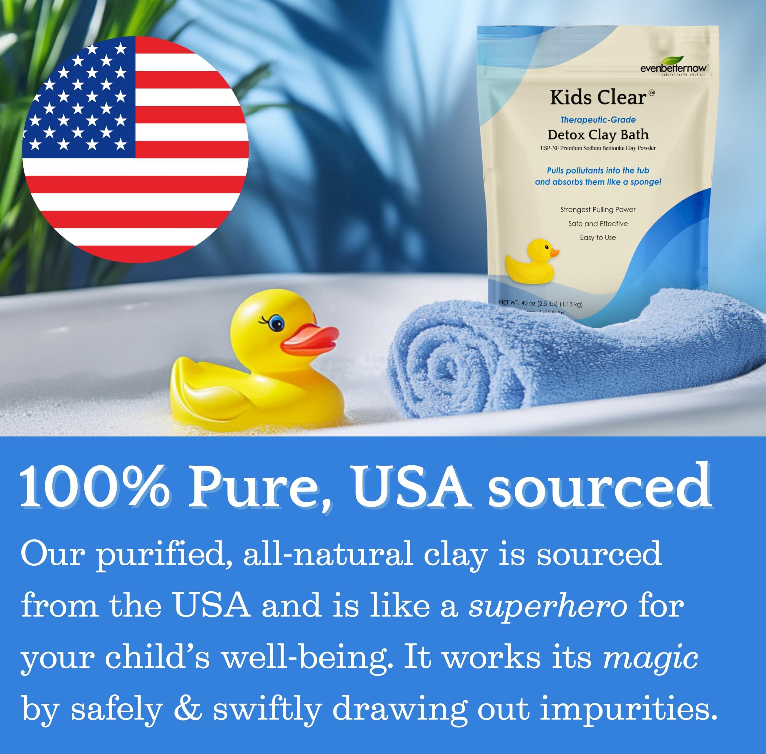 EvenbetterNow Kids Clear Detox Clay Bath, 100% Pure Sodium Bentonite - Removes Toxins, Impurities and Contaminants, by Evenbetternow LLC, 2.5 lbs (40 oz)