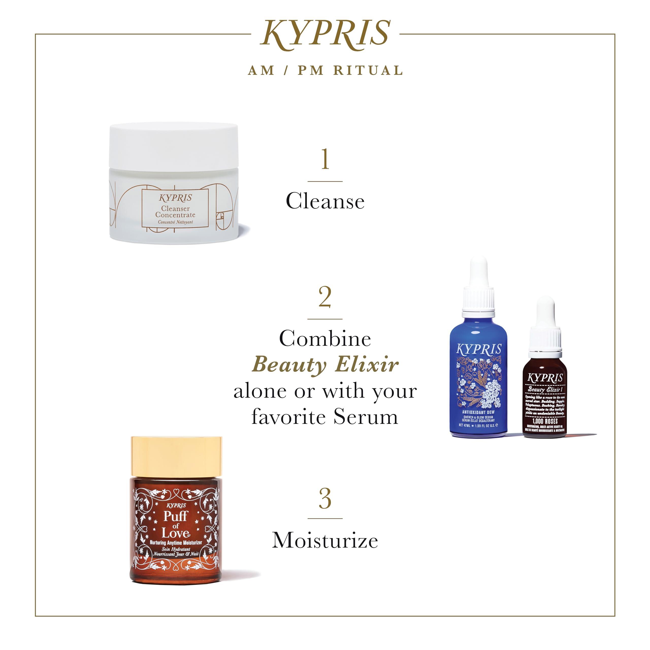 KYPRIS KYPRIS, Beauty Elixir I: 1,000 Roses Rich Moisturizing Face Oil, Bioidentical Antioxidant Complex w/ CoQ10 & Vitamin C Ester THD Rose (0.47 fl oz / 14 ml)