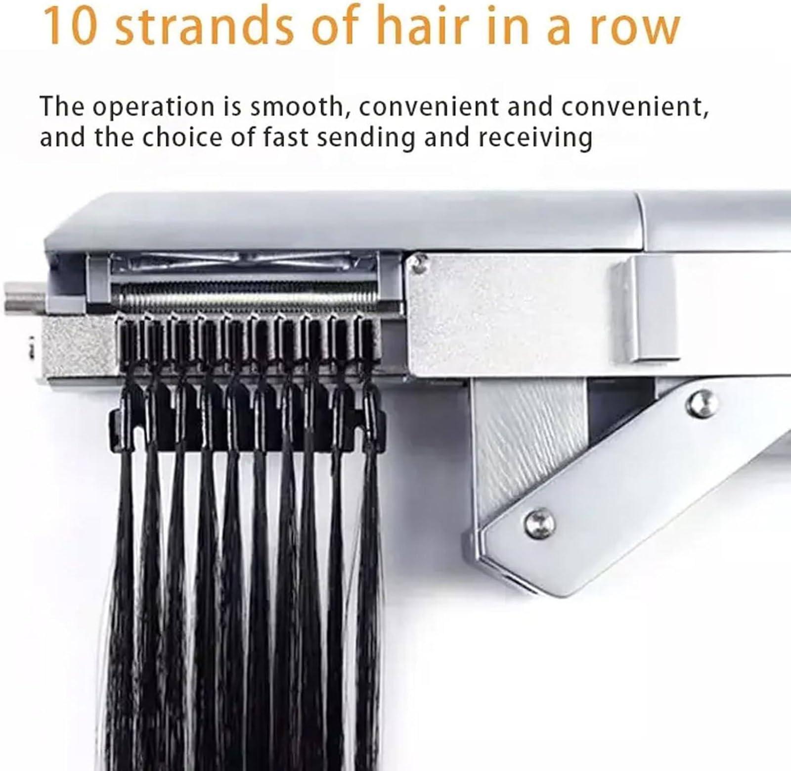 ZXSYYDS Hair Extensions Machine Kit,First Generation Of 6D Hair Extension Machine Silver Version/10-Pin Hair Extension Gun For Salons Human Hair, Easy To Use