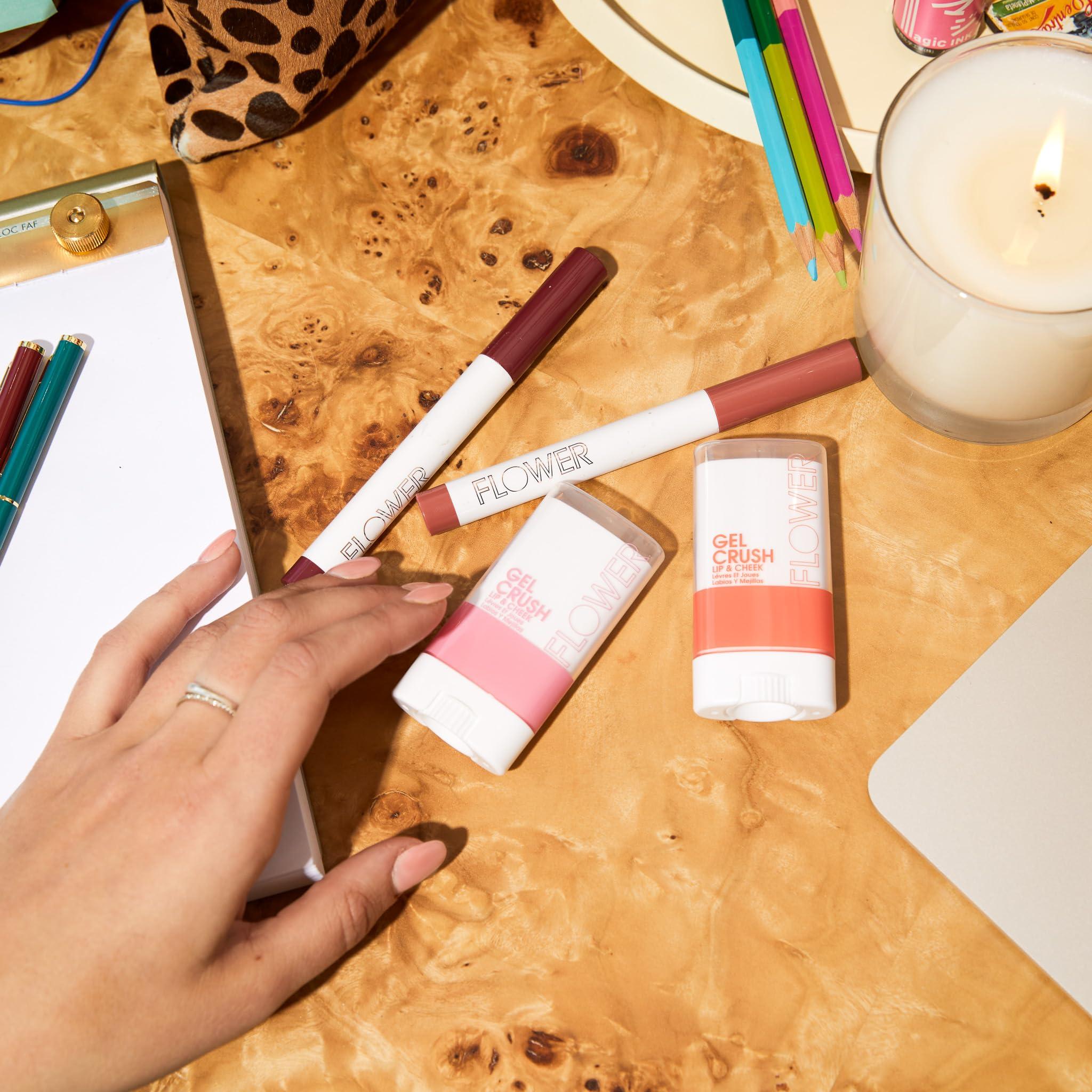 MAESA LLC FLOWER BEAUTY By Drew Barrymore Scribble Stick Lip Liner + Eyeliner - Smooth Application + Blendable - 2-in-1 Lip + Eye Liner (Tickle Me Pink)