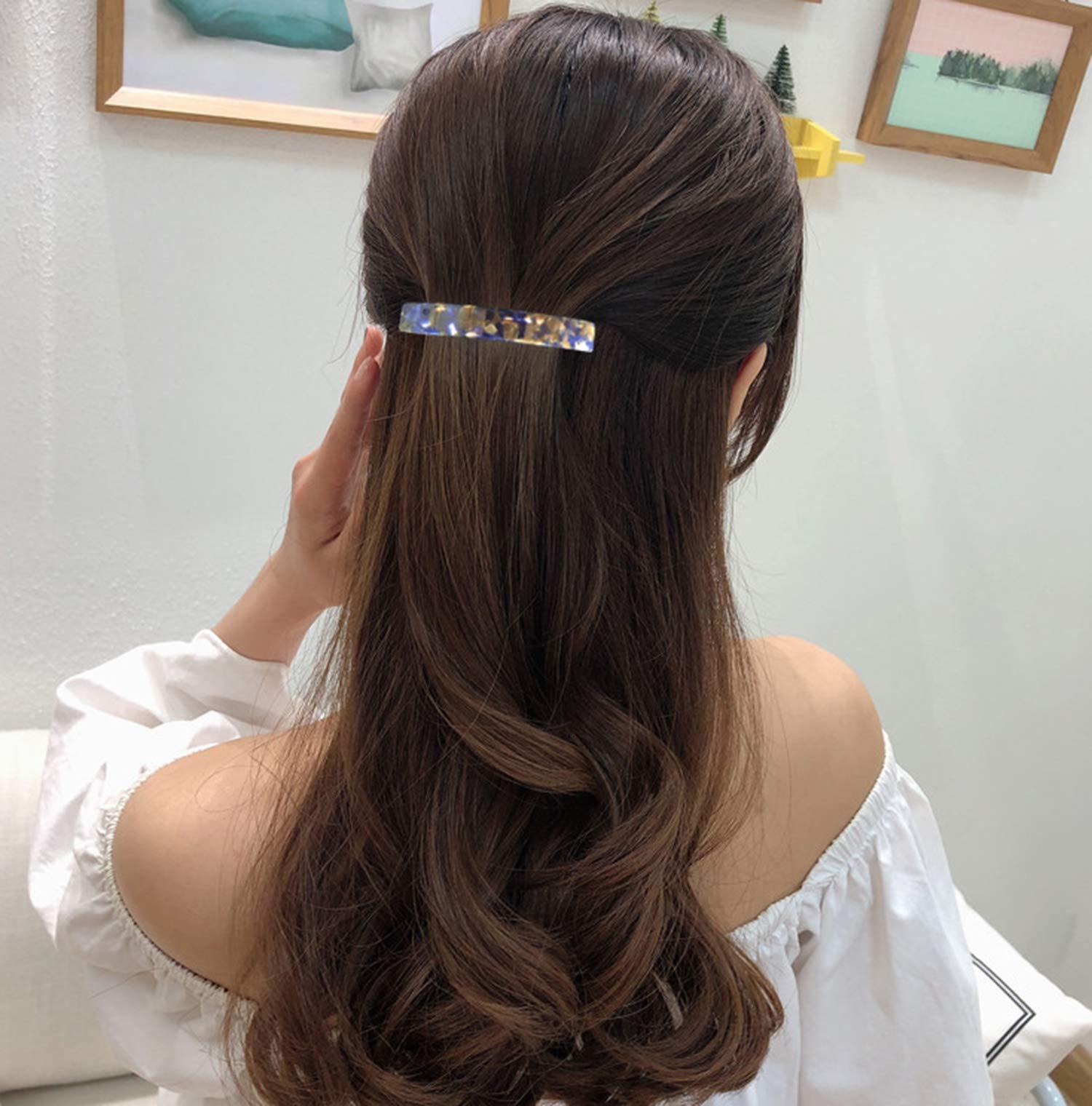 Eyegla 2PCS French Design Hair Barrette Tortoise Shell Celluloid Rectangle Hair Clips for Women