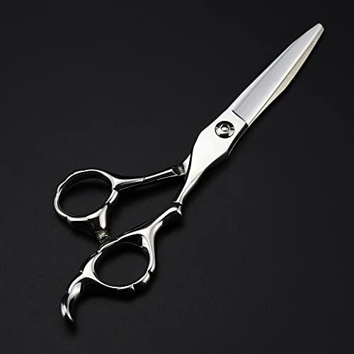 PPONE Professional Hair Cutting Shears, 6inch Professional Japan 440c steel scissor Silver hair scissors cutting barber tools haircut thinning shears hairdresser scissors (Color : Set with bag)