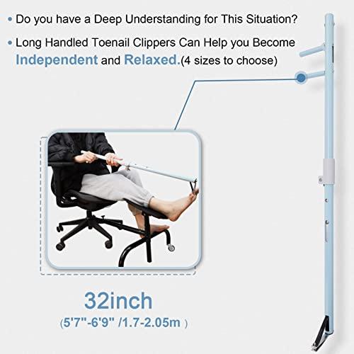 DEPSUNNY Lightweight Long Handled Toenail Clippers Wide Jaw Opening, Easy Reach Pedicure Auxiliary Tools, Free Bending, for Thick Nails, for The Seniors, Overweight, Disabled (Seafoam Green, XL-32" / 80cm)