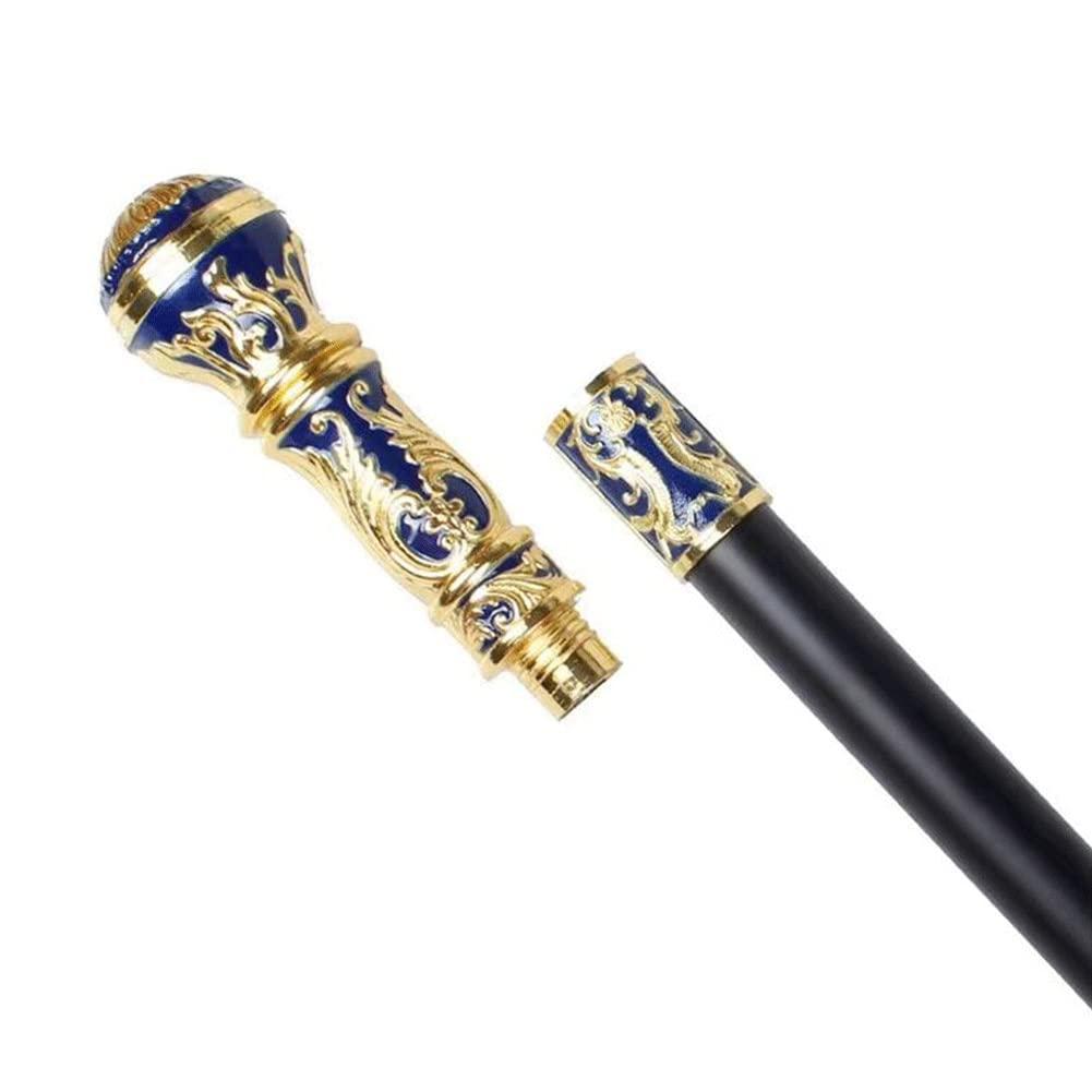 Yufenj Yufenj Blue and Gold Two-Color Domineering British Round Head Handle Scepter Gift Young Creative Gentleman Civilized Stick Men and Women Cane