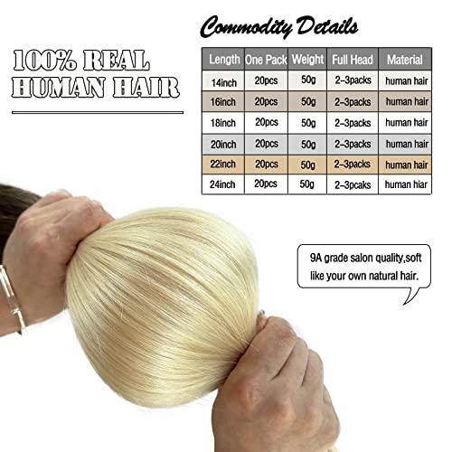 Munx Tape Ins Human Hair Extensions 22inch Omber Flax Brown to Platinum Blonde Silky Straight Brazilian Double Sided Tape in Extensions Human Hair Tape in Extensions