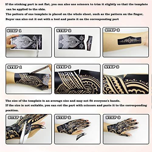 XMASIR Xmasir Henna Tattoo Stencils Kit Pack of 22 Sheets, Temporary Tattoo Templates Indian Arabian Tattoo Sticker for Hands Body Art