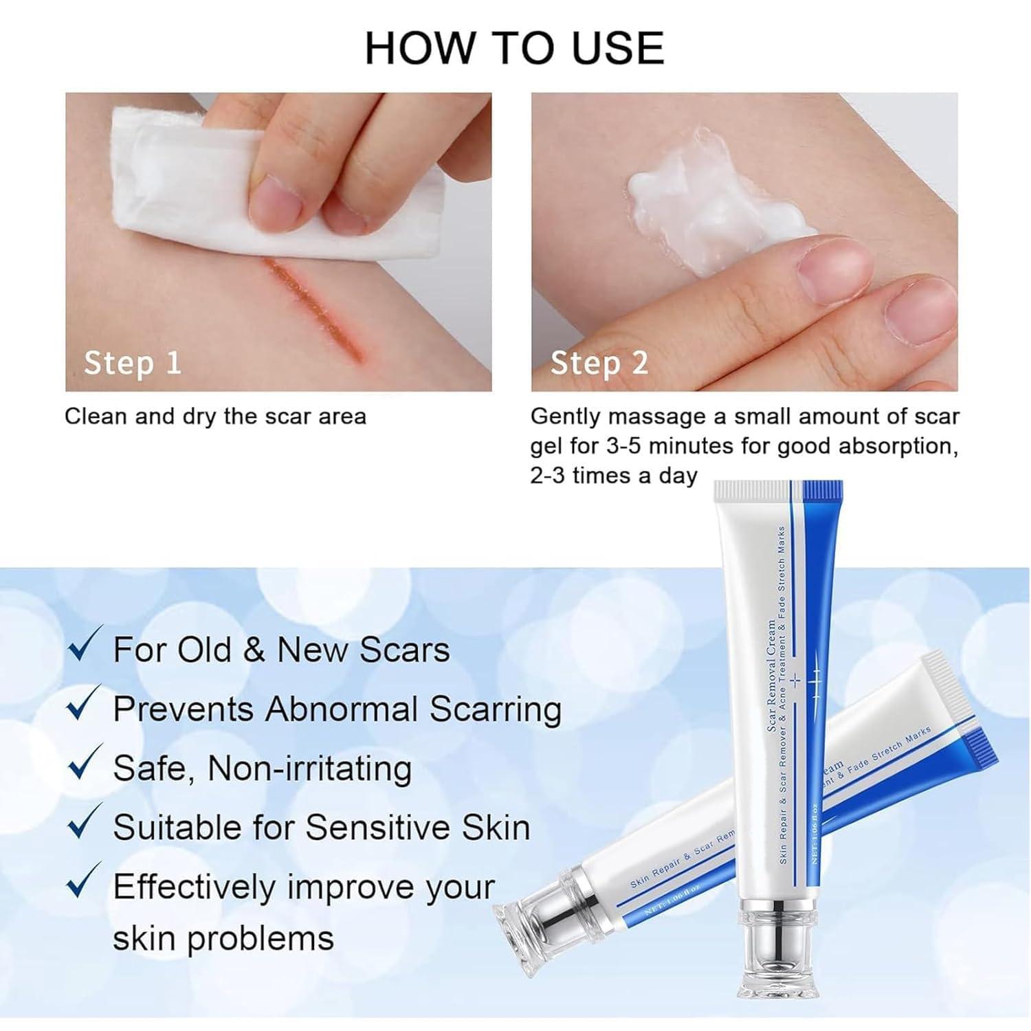 Generic Advanced Scar Cream Gel, Scar Removal Cream for Skin Face Body, Medical-Grade Silicone Gel Treatments for Keloid C-Section Acne Surgical Burns Stretch Marks - Old and New Scars 1.0 oz (1 PCS)