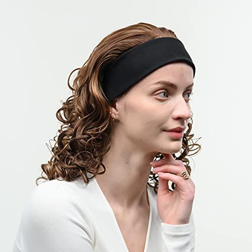 YIMOYIMO Brown Mix Blonde Highlights Curly Headband Wig for Women Long Big Bouffant Fashion Synthetic Hair Heat Resistant Fiber for Daily Party Christmas (8/26)