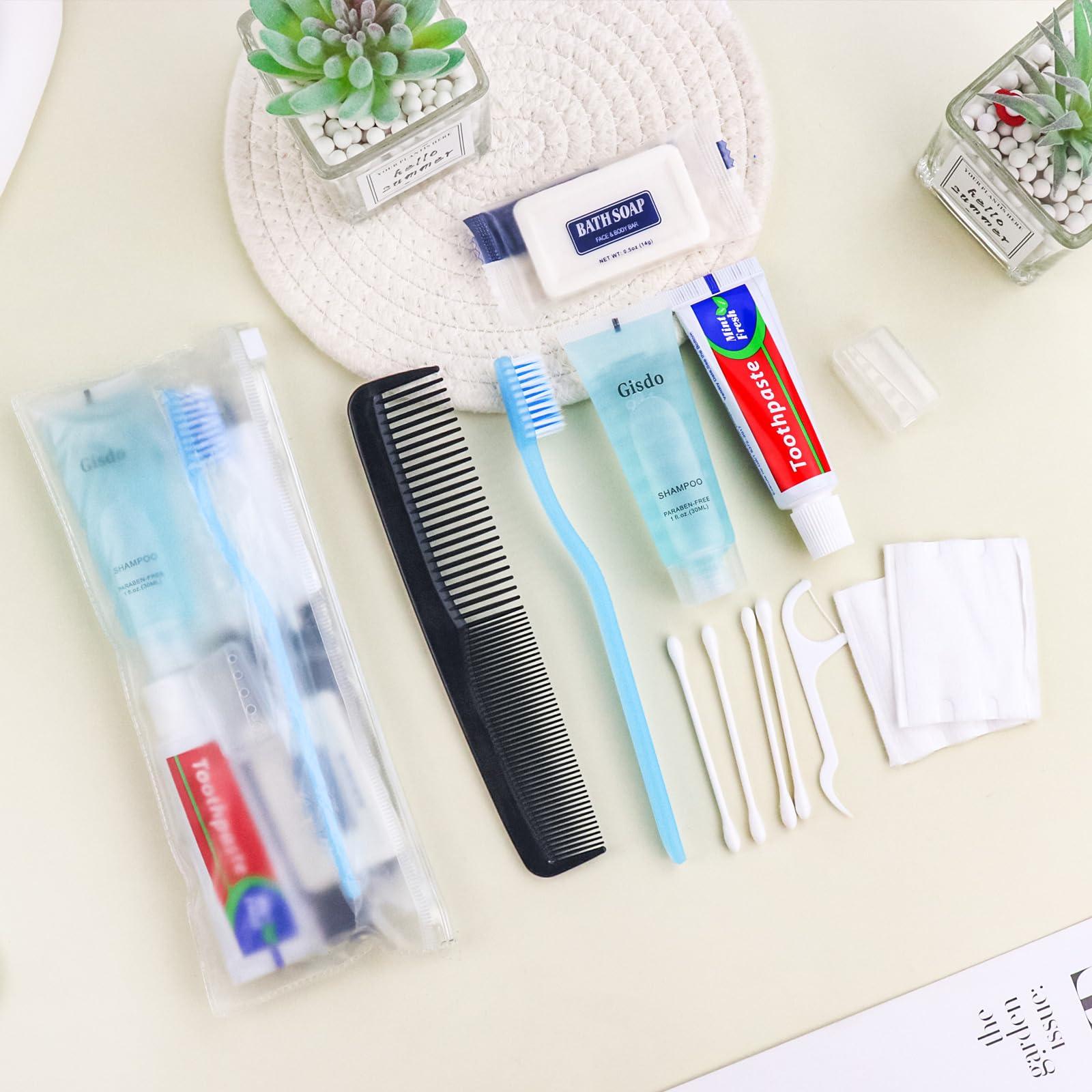 Gisdo 15 Kits Basic Toiletry Kits Homeless Personal Hygiene Kit Bulk Homeless Care Package Supplies Travel Toiletry Kit Homeless Hygiene Kit Bulk for Men Women Charity Toiletry Bag(10-IN-1)