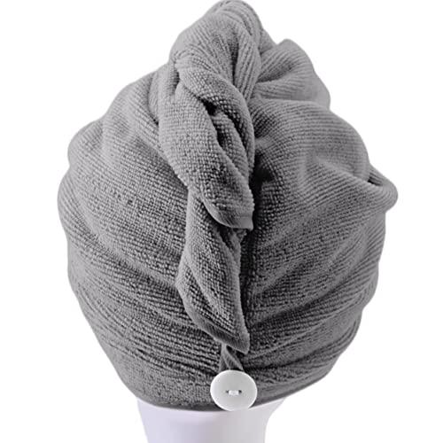 POLYTE POLYTE Microfiber Hair Turban Wrap Drying Towel (12x28 Large, 2 Dark Gray)