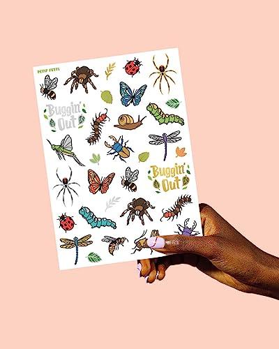 xo, Fetti xo, Fetti Bug Temporary Tattoos - 48 Glitter Styles | Buggin' Out Insect Birthday Party Supplies, Bees, Spiders, Beetles, Butterflies, Arts and Crafts