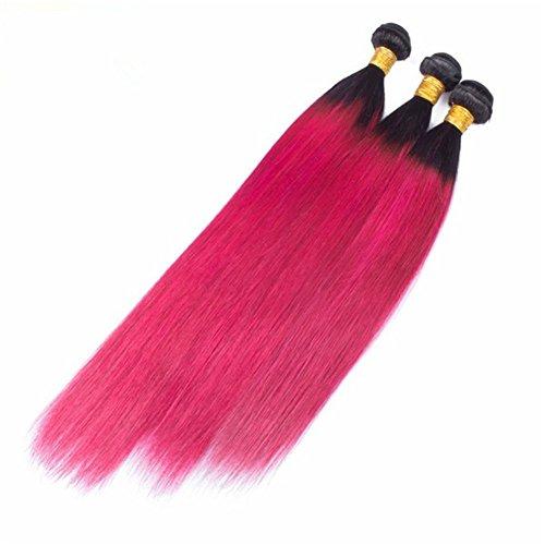 Tony beauty hair Tony Beauty Hair 1B/Hot Pink Ombre Human Hair Weaves Virgin Peruvian Hair Bundles with Ear to Ear 13x4 Lace Frontal Closure Straight Ombre Pink Human Hair 3 Bundle Deals with Frontals (14.14.14+14)