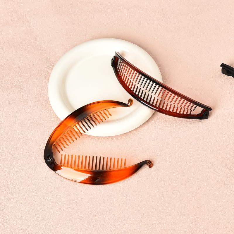 YALLNASL Hair Accessories: Banana Clips for Thick Curly Hair, Fishtail No-Slip Hair Combs, Barrettes for Women - 4 Pcs