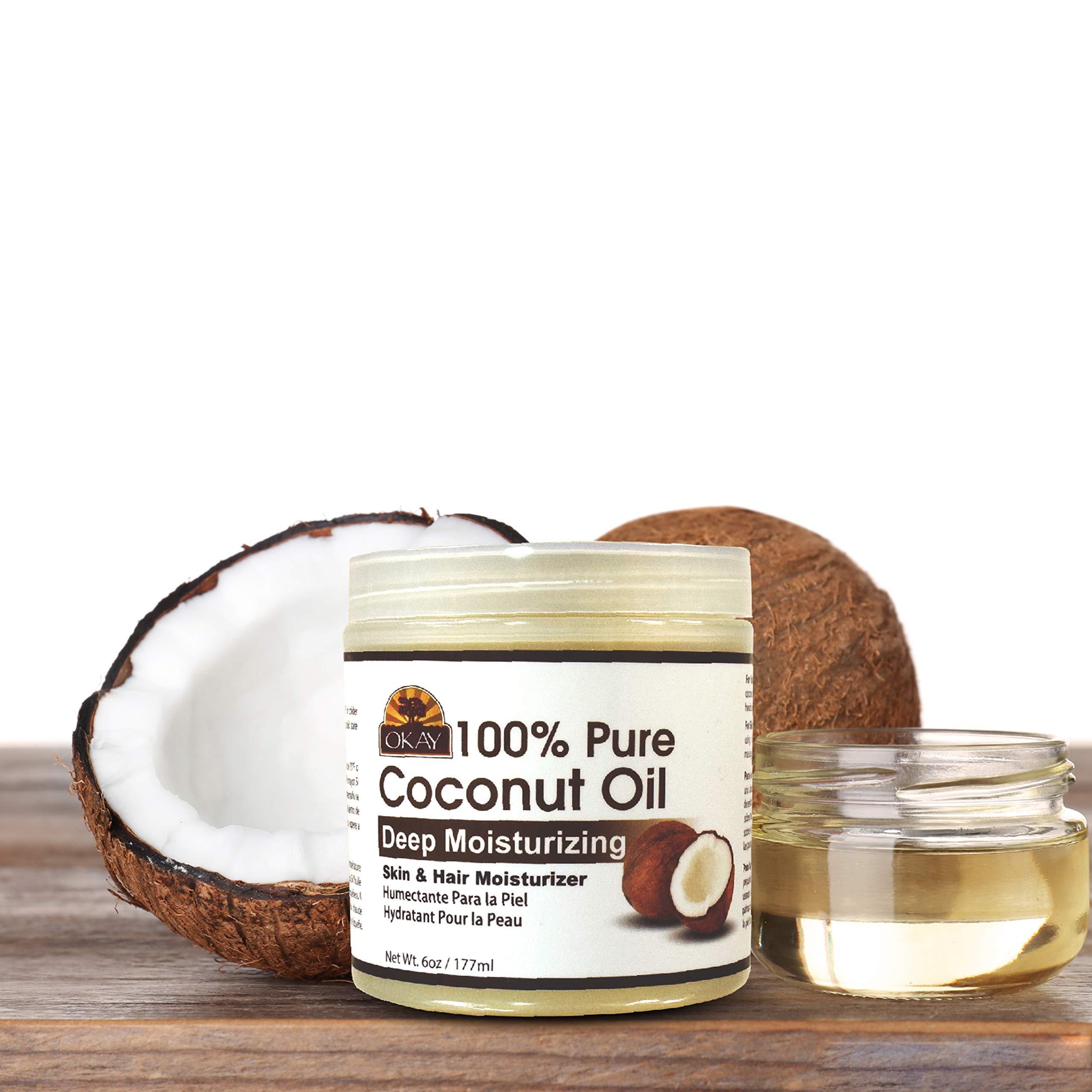 Okay Okay 100% COCONUT OIL for HAIR and SKIN in JAR 6oz / 177ml (Pack of 2)