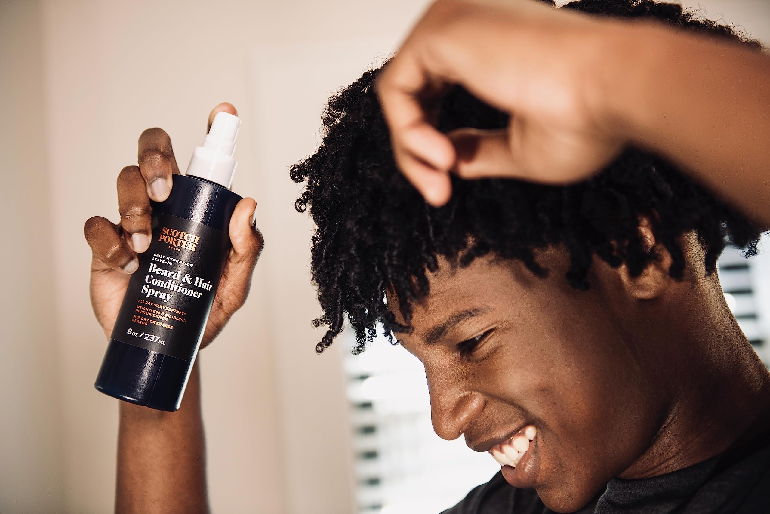 Scotch Porter Scotch Porter Leave-in Conditioner Spray for Men | Daily Hydration Leave-In Beard & Hair Conditioner Spray | Non-Toxic Ingredients, Free of Parabens, Sulfates & Silicones |8oz 2 Pack
