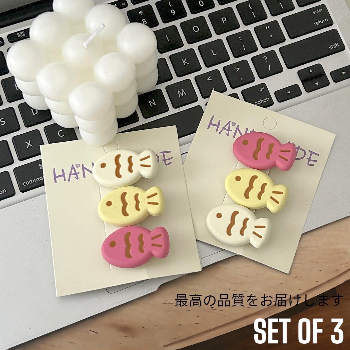 KOZUKI KOI FISH HAIR CLIP Fish Hair Claw Clips for Women Taiyaki hair Clips Fish Barrettes Japanese Hair Clips Japanese Accessories Kawaii Hair Ornaments Hair pin 3Pcs (Taiyaki)