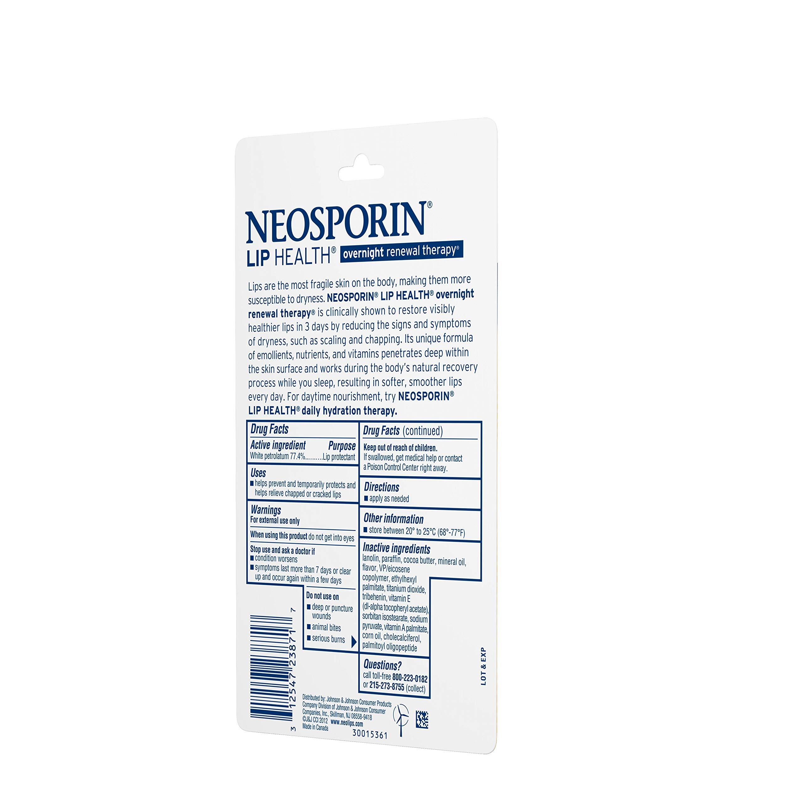 Neosporin Neosporin Lip Health Overnight Healthy Lips Renewal Therapy Petrolatum Lip Protectant, 0.27 Ounce (Pack of 1)