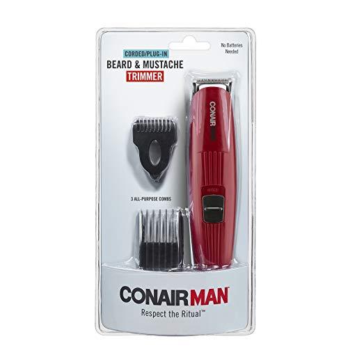 Conair ConairMAN Beard Trimmer for Men Includes Nose and Ear Hair Trimmer and 5-Position Comb Attachment, 4 piece Men\'s Grooming Kit, Corded