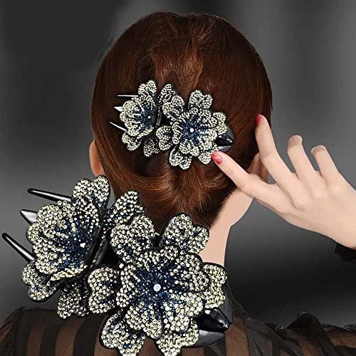 Generic Rhinestone Flower Hair Clips Duckbill Clip Ponytail Holder Diamond Hair Barrettes for Women Girls Thin Thick Long Hair Accessories(G)