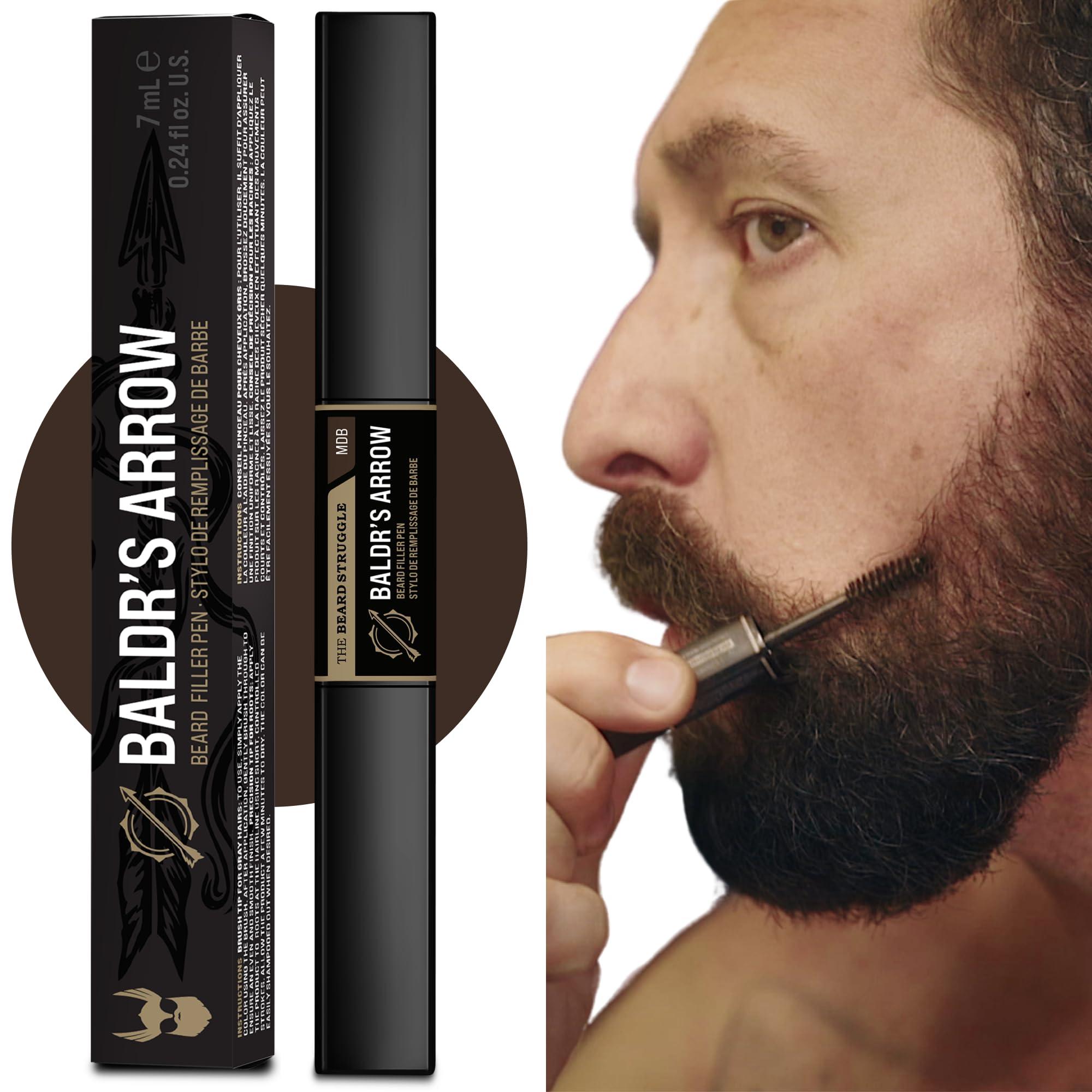 The Beard Struggle Beard Pen Filler for Men by The Beard Struggle - Baldr\'s Arrow Sweat Resistant & Waterproof, Long Lasting Beard Pen with Brush, Instantly Fill Patches & Thin Areas for a Perfect Beard - Medium Brown