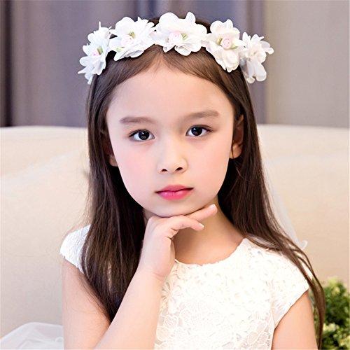 Aimeely Aimeely Lovely Gilrs Children Chiffon Flower Headband Wedding Veil With Comb White