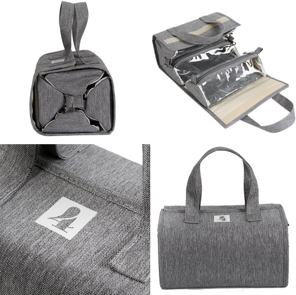 4kits 4kits Hanging Roll-Up Makeup Bag/Toiletry Kit/Travel Organizer for Women - 4 Removable Storage Bags - Organize Make Up, Cosmetics, First Aid, Medicine, Personal Care, Bathroom, Palette/Brush Holder