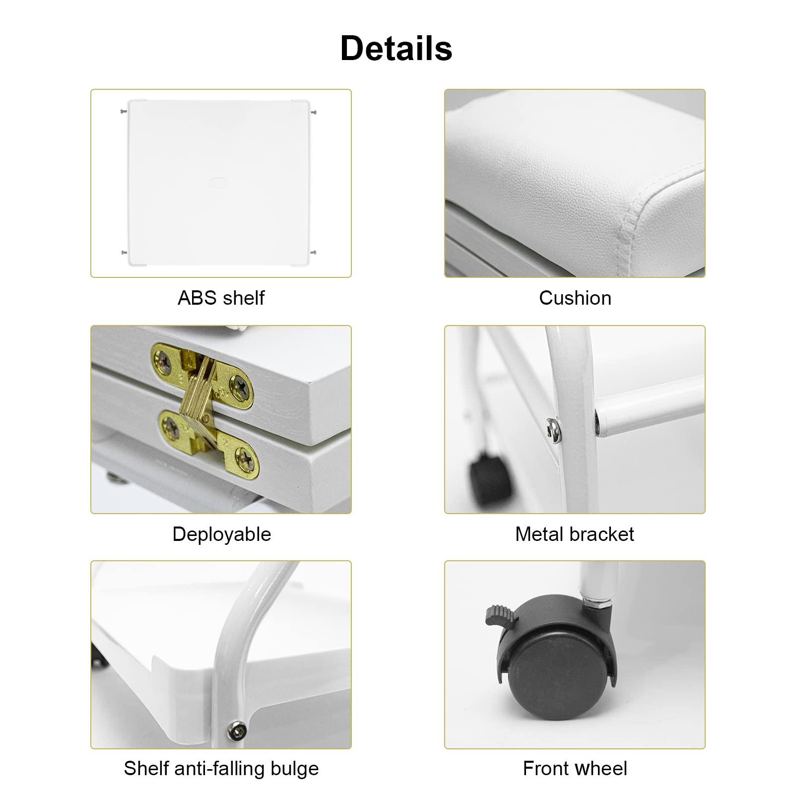 Elitzia Beauty Salon Nail Or Foot Bath Spa Portable Esthetician Trolley Cart for Foot Rest Pedicure Manicure Funiture Massage Table Salon Supplies 2 Way Use 2 Color Option Elitzia (White 2pcs)