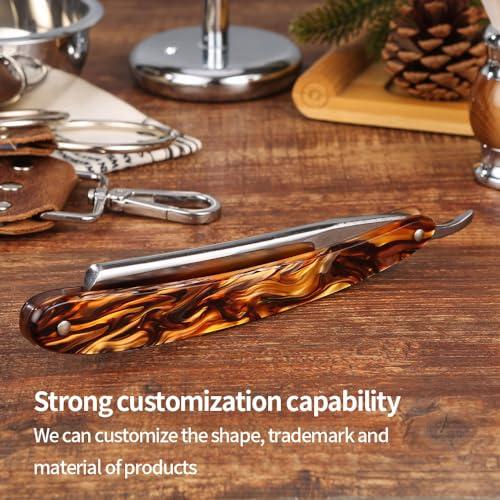 Gold Dollar Gold Dollar Retro Shaving For Men Acrylic Handle Straight Razor Barber Shaving Ready Without Stabilizer Scraper Cloth Kit