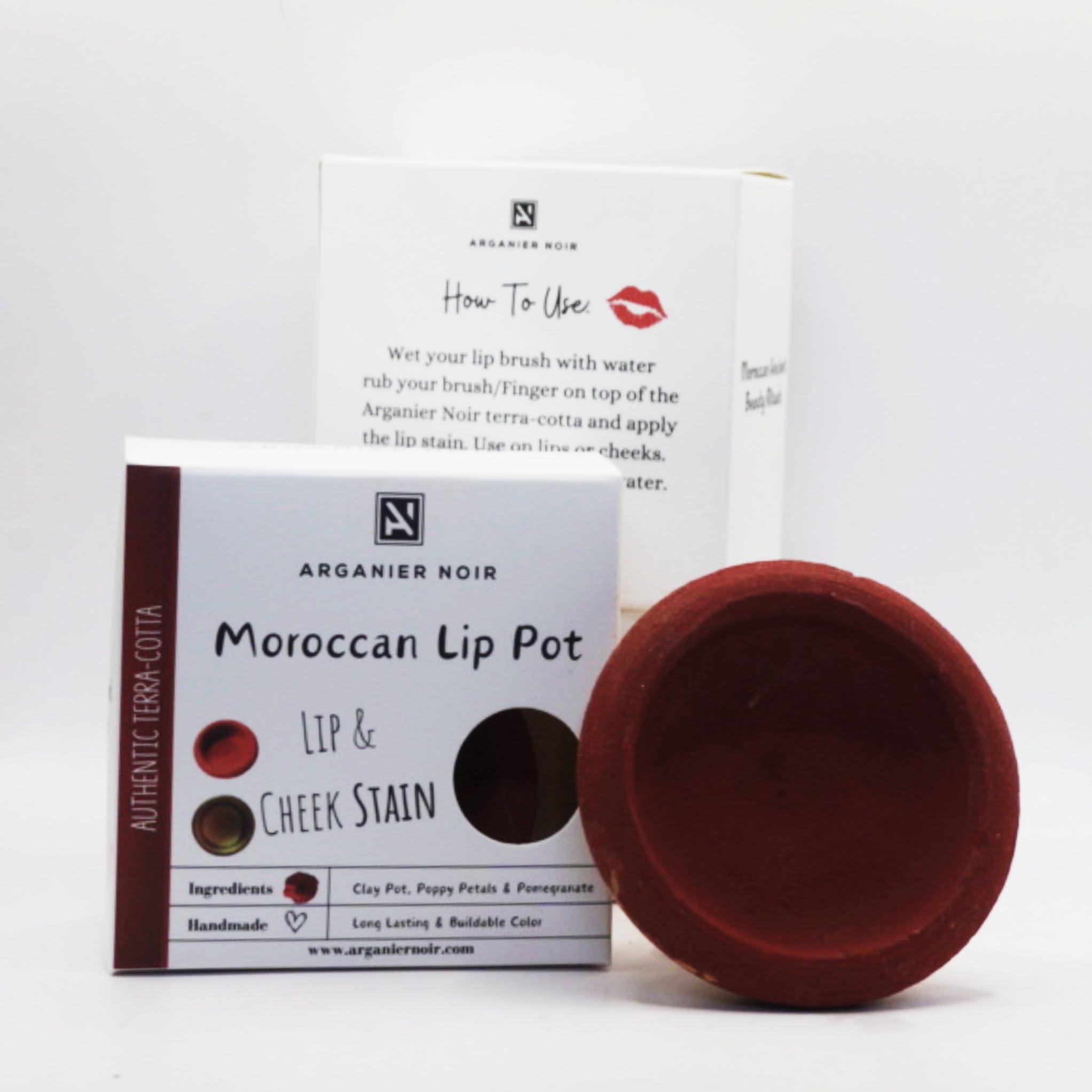 Arganier Noir Arganier Noir Moroccan Lip Clay Pot Authentic Moroccan Lipstick Lip and Cheek Tint, Red Buildable Color.