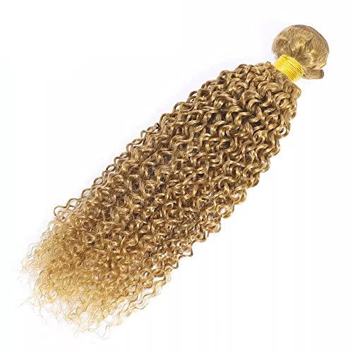 AuokMar Honey Blonde Bundles Human Hair #27 Color Kinky Curly Bundles Virgin Hair 26 28 30 In For Black Women Unprocessed Human Hair Extenions Double Weft Brazilian Virgin Hair Honey Blonde Bundles