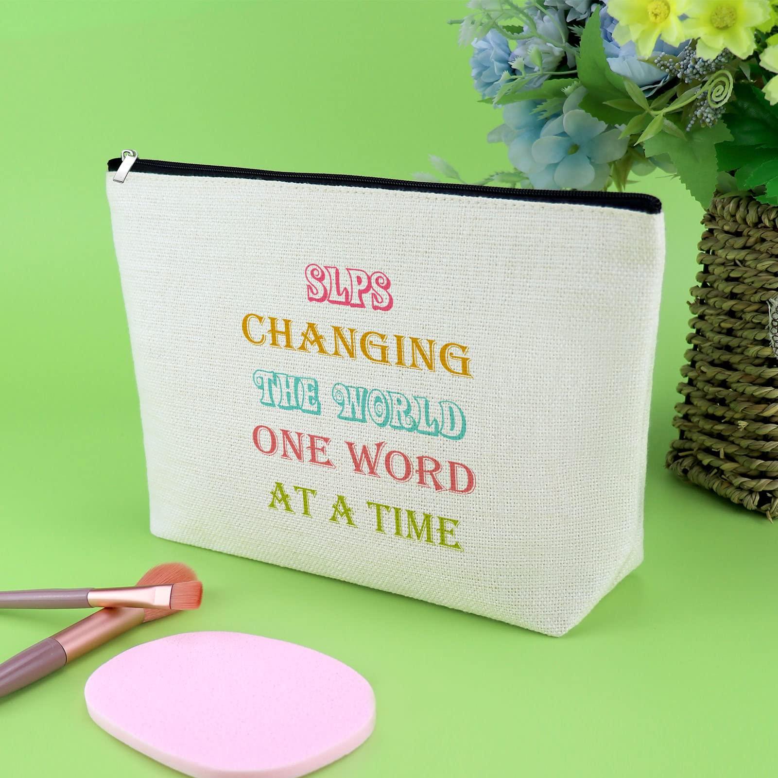 Gevody Speech Therapist Gifts Makeup Bag Therapist Appreciation Gifts Psychology Gifts for SLP Women Cosmetic Bag Birthday Gift for Friend Therapy Gifts Travel Pouch Thank You Gift Graduation Gift