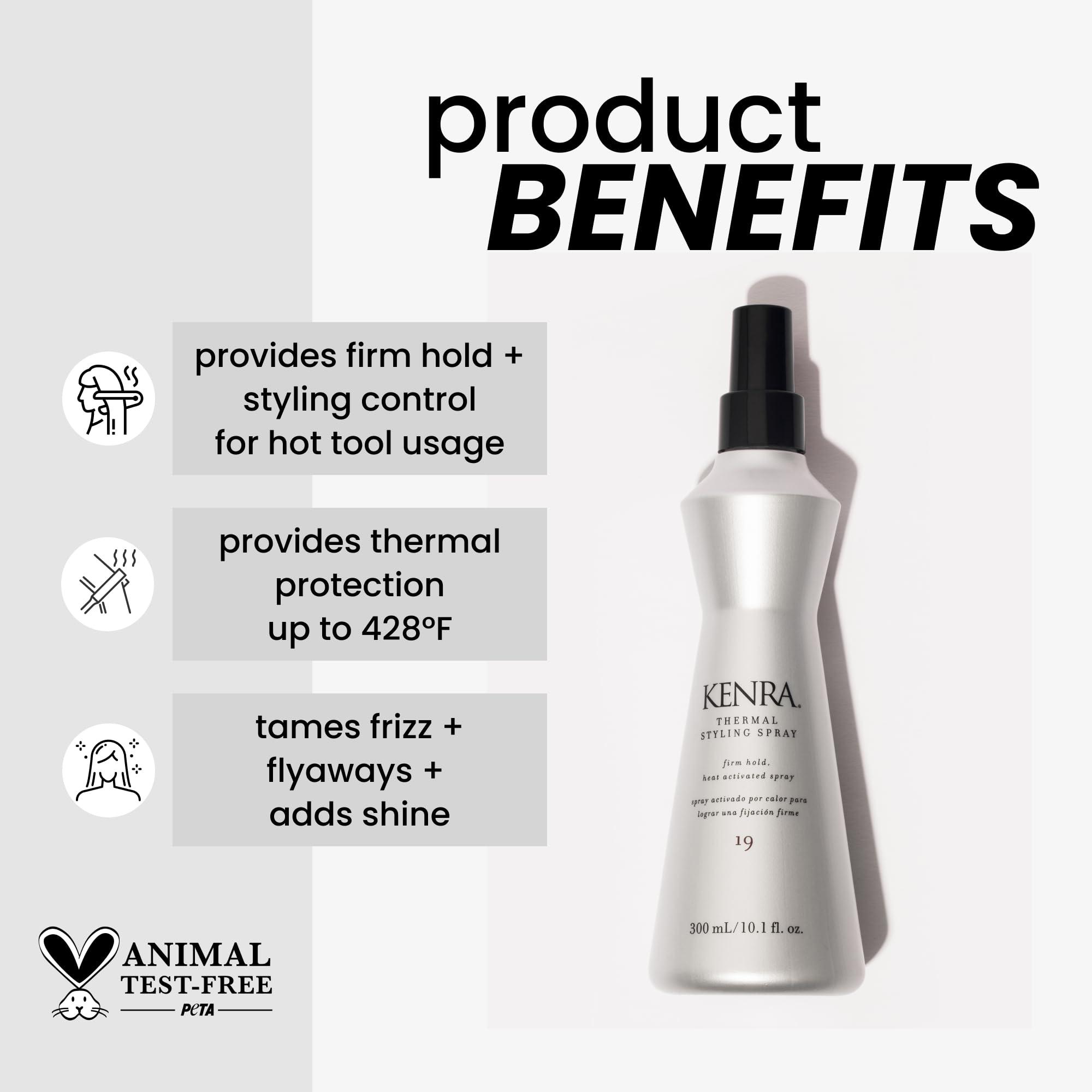 Kenra Professional Kenra Thermal Styling Spray 19 | Heat Protection Spray | Firm Hold Heat-Activated Spray | Tames Frizz, Flyaways & Adds Shine | All Hair Types | 10 fl. Oz