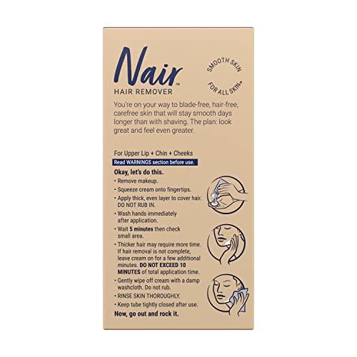 Nair Nair Hair Remover Moisturizing Face Cream, with Sweet Almond Oil, 2OZ (Pack of 2)