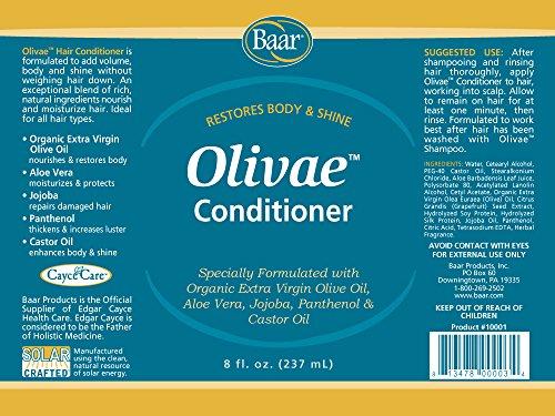 Baar Olivae Conditioner, Organic Olive Oil Conditioner with Organic Botanical Oils, Specially Formulated to Nourish Hair Follicles, Roots & Scalp. 8 oz.
