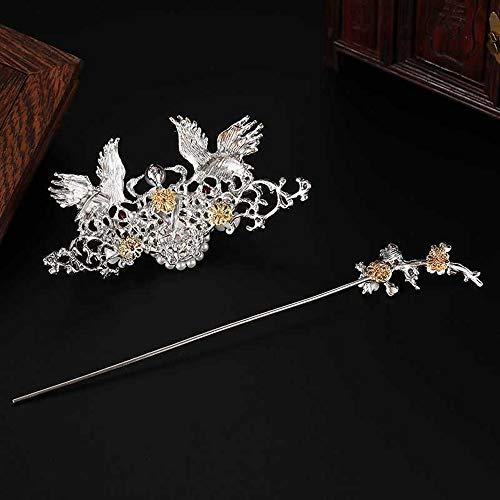 CHXIHome Classical Style Ancient Retro Hairpin Clip, Hanfu Tassel, Exquisite Vintage Headdress Jewelry Set, Hair Comb Ear Clips Set Pearls Tassels (C)