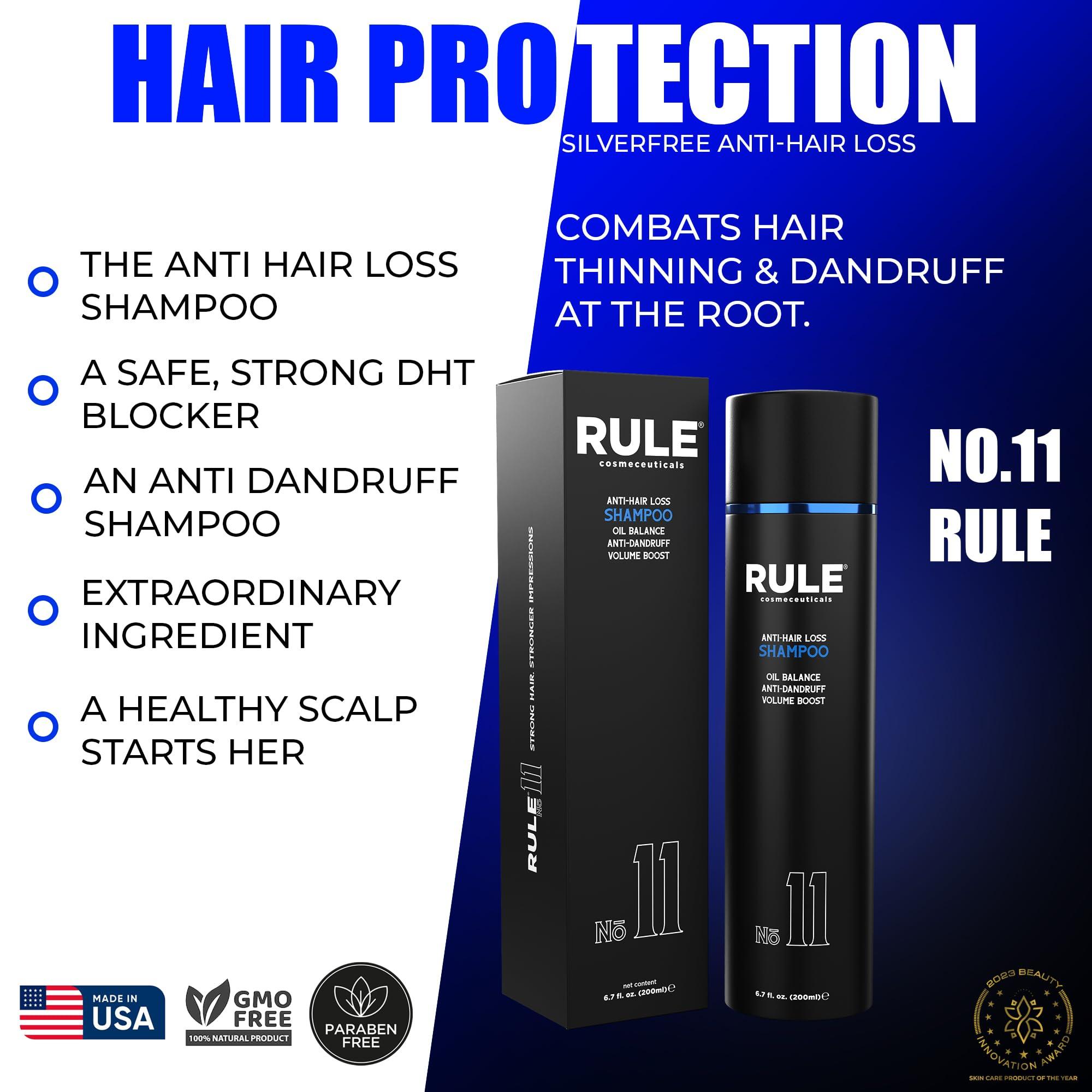 RULE COSMECEUTICALS RULE Anti Hair Loss Shampoo & Anti Dandruff Shampoo for Men and Women - Herbal DHT Blocking Shampoo & Dry Scalp Treatment for Thinning Hair, Hair Regrowth, Itchy Scalp and Hair Thickening, 6.7 fl oz