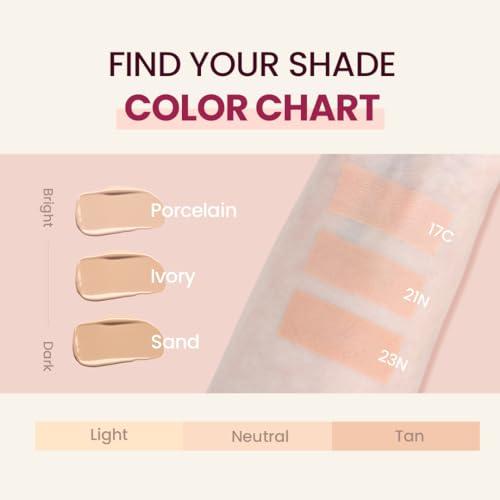 TIRTIR TIRTIR Mask Fit All Cover Pink Cushion Foundation | High Coverage, Velvety Matte Finish, Lightweight, Flawless, Corrects Redness, Korean Cushion, Pack of 1 (0.63 oz.), #21N Ivory