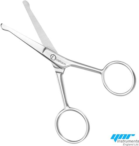 YNR 10CM Premium Nose Hair Scissors, Rounded Tip for Trimming Small Details Facial Hair, Ear Hair, Eyebrow