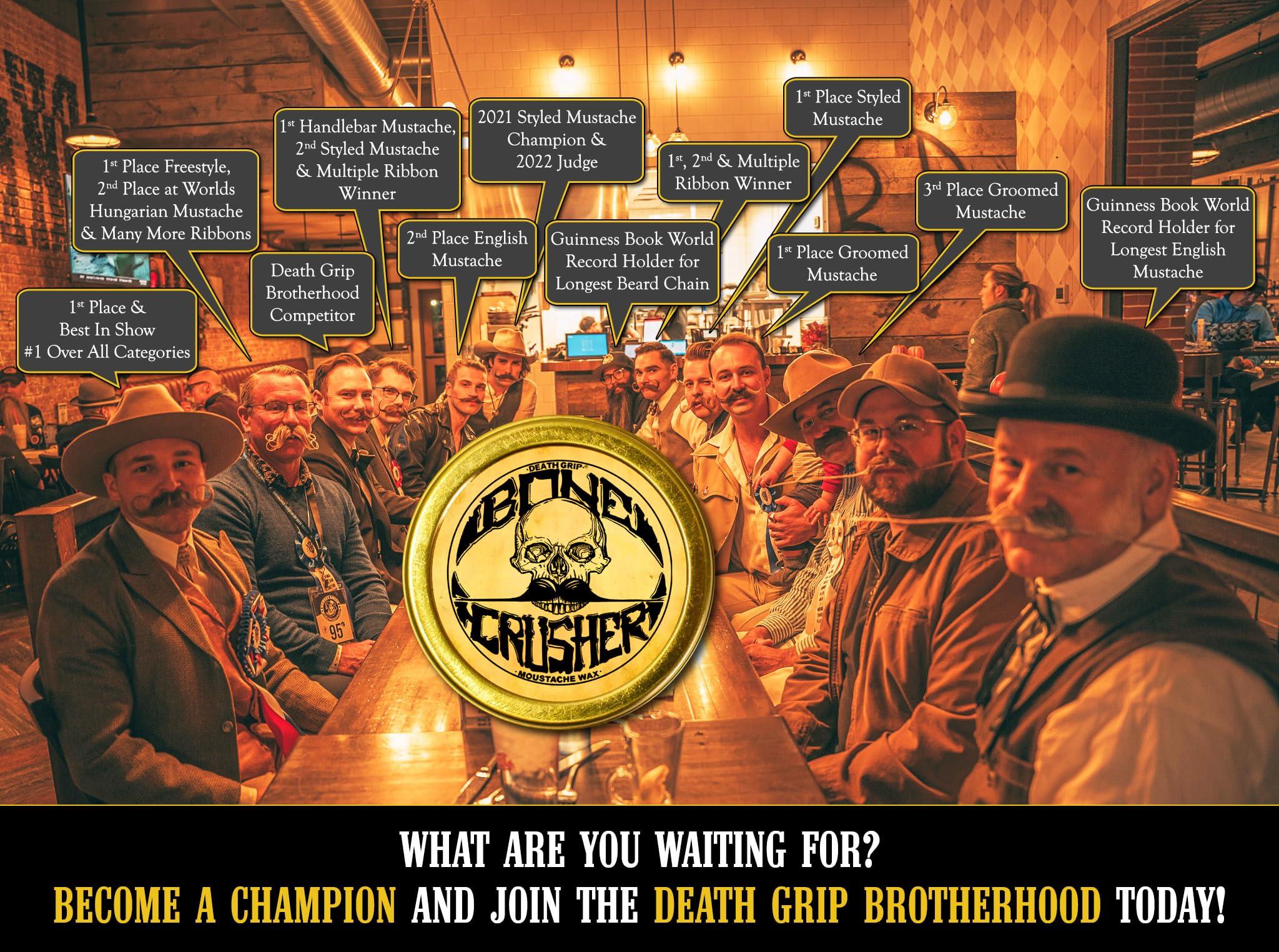 THE VINTAGE GROOMING CO. Mustache Wax Extra Strong Hold | 1oz Bone Crusher Moustache & Beard Wax Tin | Grooming For Men | Perfect For Dali Curly English Handlebar Mustaches By Death Grip | Heat Source Required