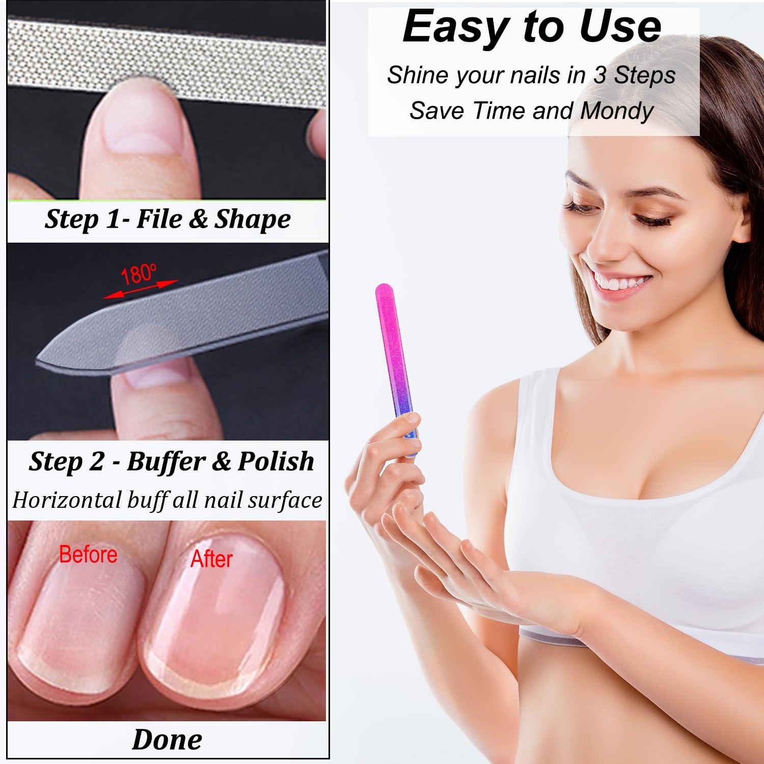 LePinko LePinko Diamond Nail File with Crystal Nail Shiner Set and No Splash Nail Clippers Set