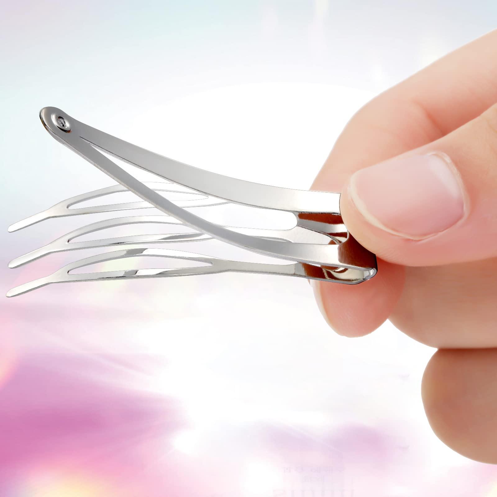 Chinco Chinco 24 Pcs Double Grip Hair Clips Metal Snap Clips Women Barrettes for Hair Making, Salon Supplies(Silver,2 Inch)