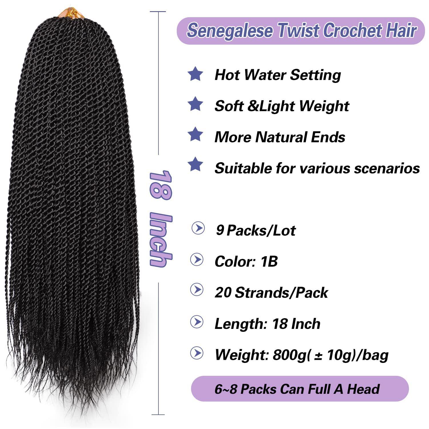 VIOLET Senegalese twist crochet hair 12 inch&18 inch (1B)