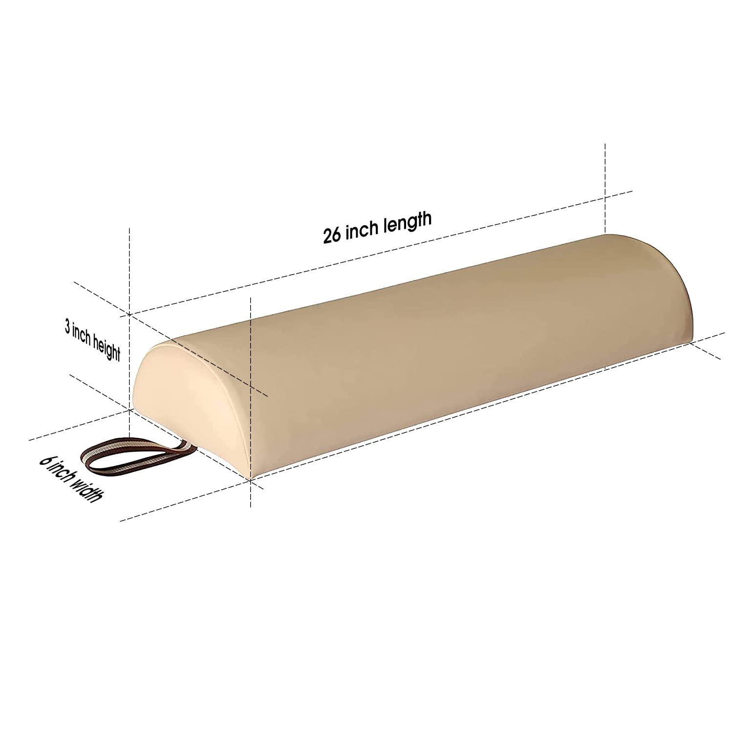 Master Massage Master Massage Large Semi Round Massage Bolster Cushion for Leg,6 inch Width 3 inch Height 26 inch Length Half Moon Massage Bolster Pillow for Massage/Beauty/Spa/Salon (Cream)
