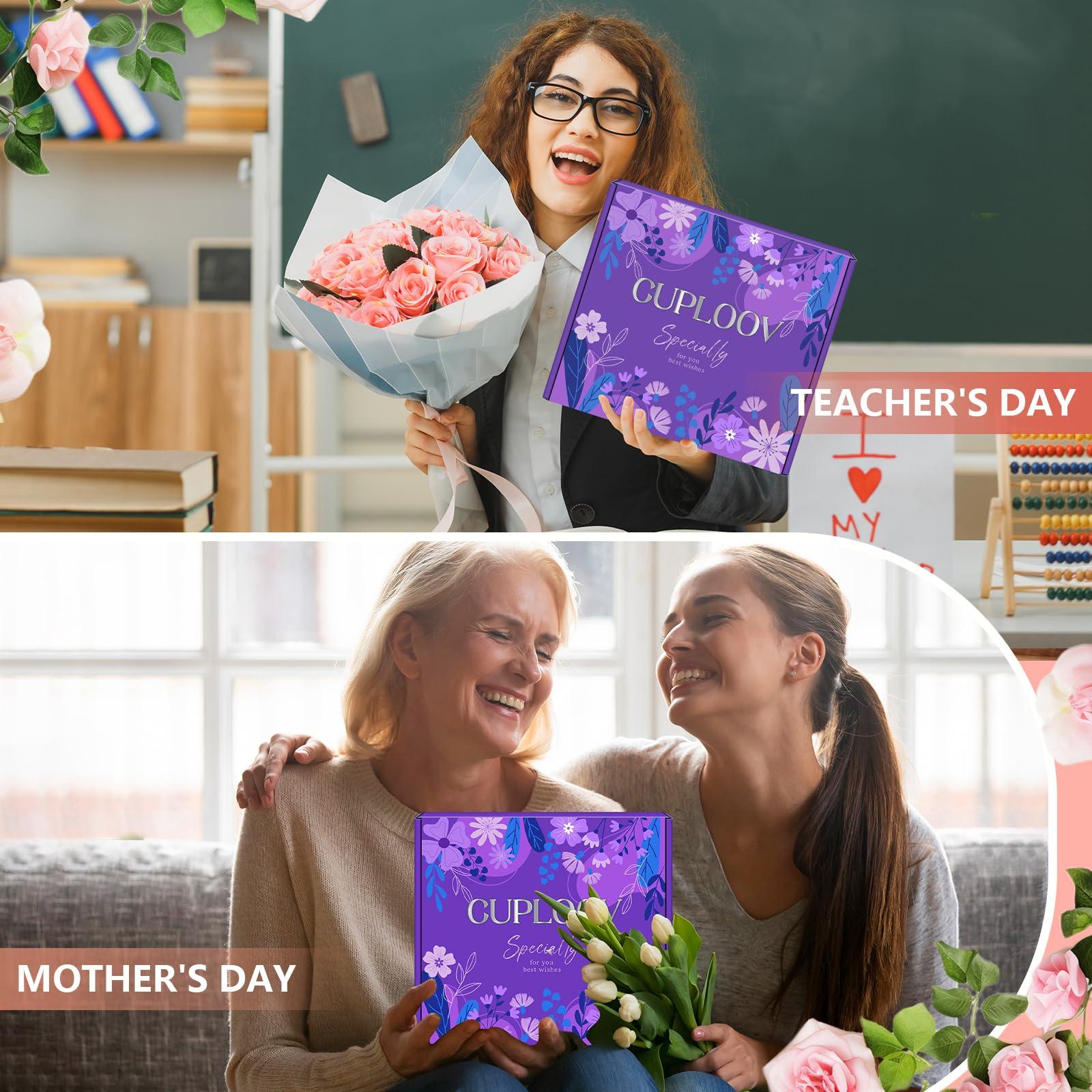 CUPLOOV Graduation Birthday Gift for Women Girls Mom- Unique Relaxing Spa Basket Gift Wine Tumbler Set for Her Wife Girlfriend Sister Friends Mothers Self Care 2025 Grad Presents, Purple