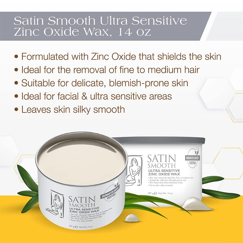 GiGi GiGi Multi-Purpose Hair Removal Wax Warmer Kit, 14 oz AND Satin Smooth Zinc Oxide Hair Removal Wax 14oz.